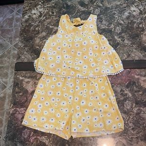 Yellow floral romper-L